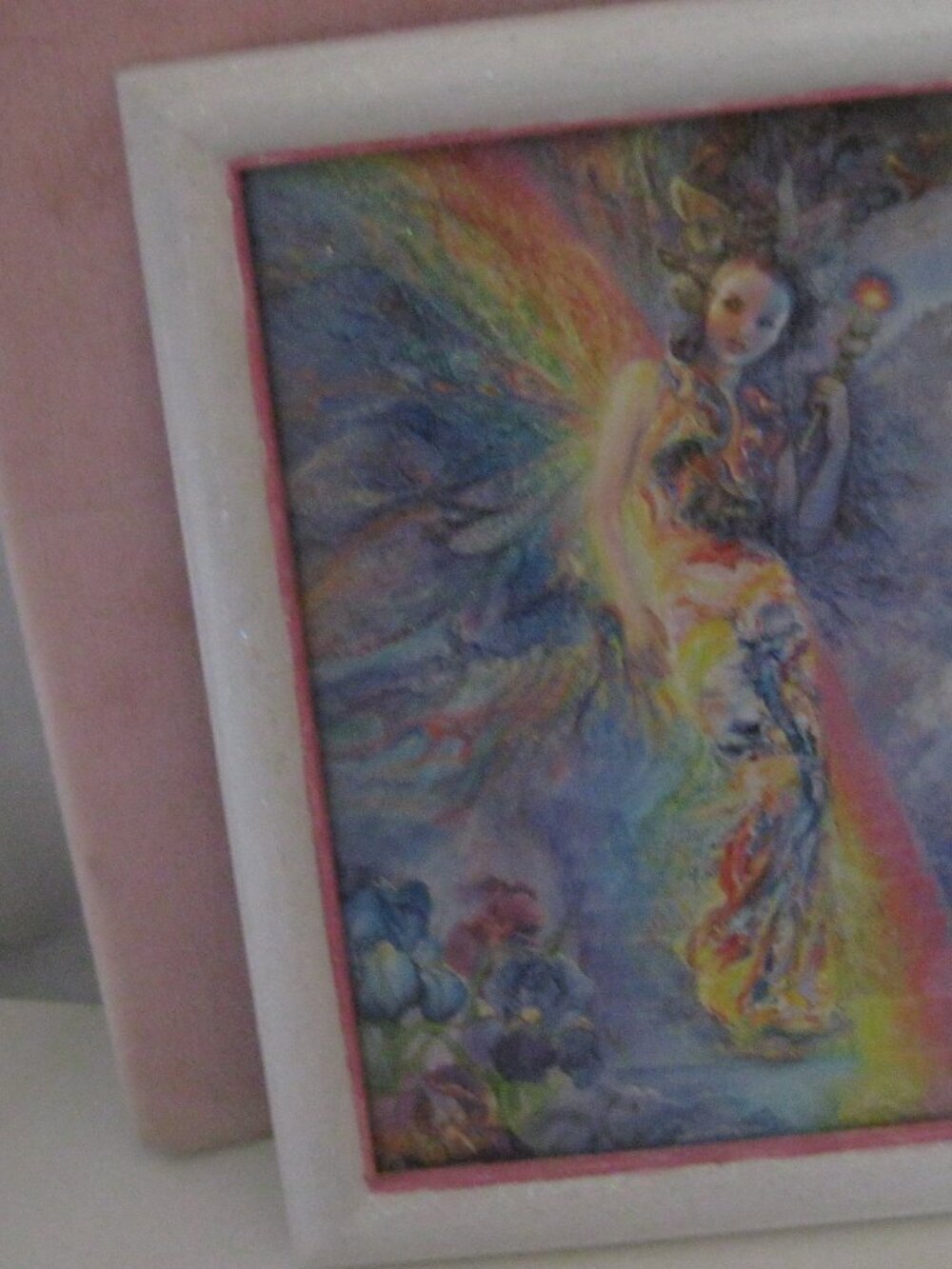 FAIRY IN PAINTED DRESS WITH FLOWERS AND AMAZING COLORS-IT IS FRAMED